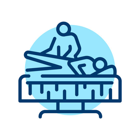 Exercise sign olor line icon. Physiotherapy.のイラスト素材