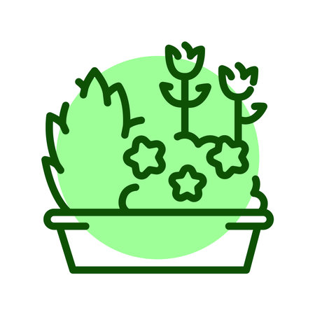 Flower bed color line icon. Garden service.のイラスト素材