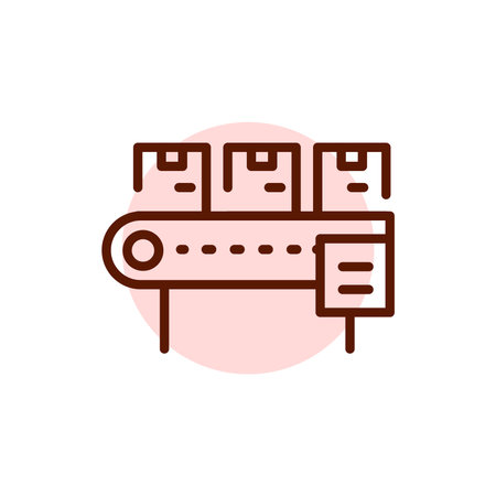 Conveyor with boxes olor line icon. Pictogram for web pageのイラスト素材
