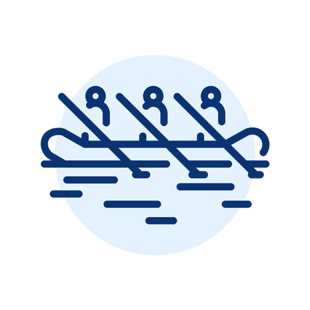 Rafting black line icon. Water activity.のイラスト素材