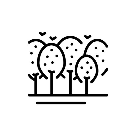Greenwood black line icon. Nature landscape. Pictogram for web page.のイラスト素材