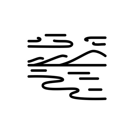 Tundra black line icon. Nature landscape. Pictogram for web page.のイラスト素材