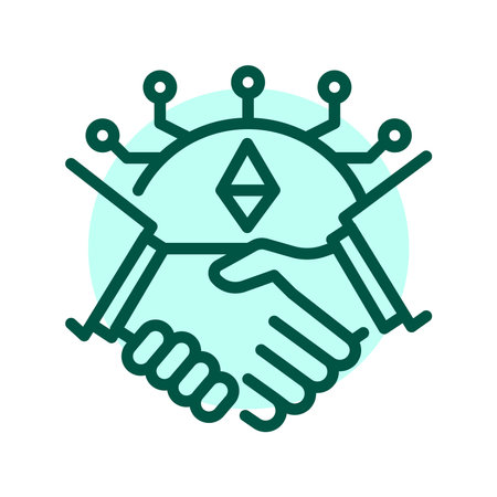 Crypto currency partnership line icon. Virtual money.のイラスト素材