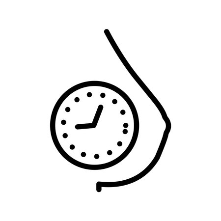 Timed breastfeeding olor line icon. Pictogram for web pageのイラスト素材