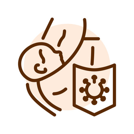 Breastfeeding immunity protection olor line icon. Pictogram for web pageのイラスト素材