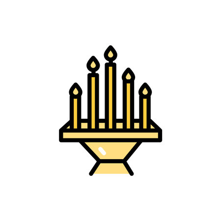 Church candles line color icon. Isolated vector element.のイラスト素材