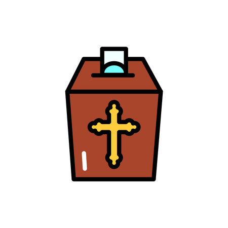 Church donation line color icon. Isolated vector element.のイラスト素材