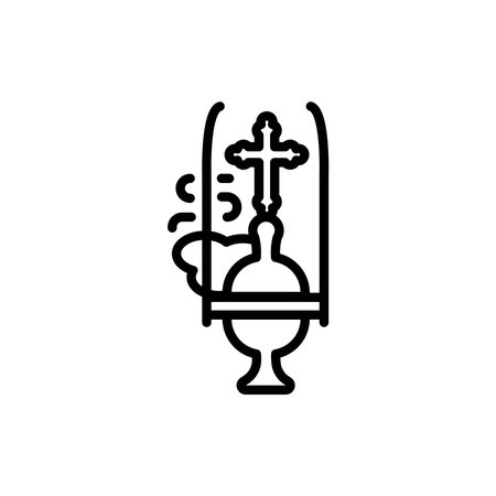 Incense smoking from a thurible line color icon. Isolated vector element.のイラスト素材