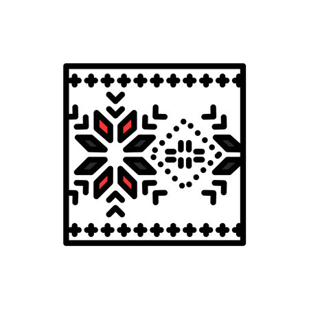 Ukrainian folk art knitted embroidery line color icon. Isolated vector element.のイラスト素材
