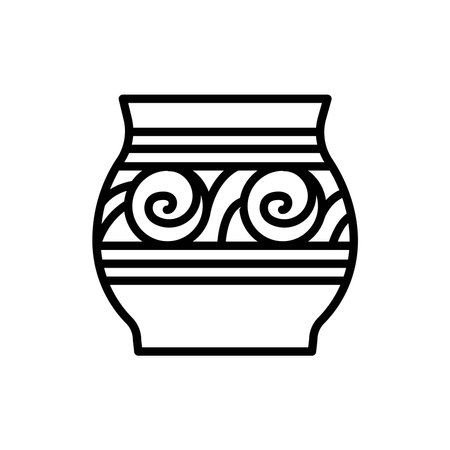 Ceramic ware trypillia ornament line color icon. Isolated vector element.のイラスト素材