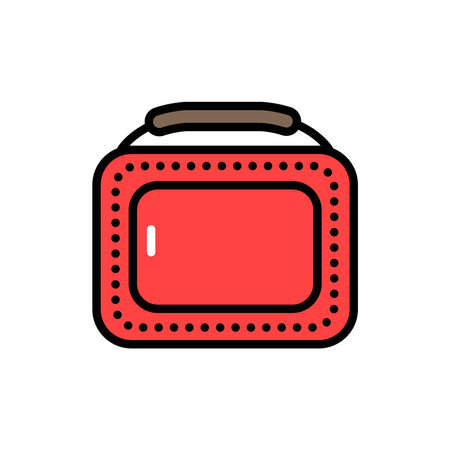 Woman bag box line color icon. Isolated vector element.のイラスト素材
