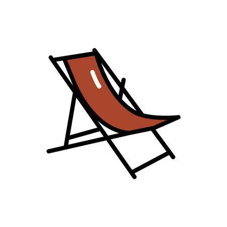 Beach portable chair line color icon. Isolated vector element.のイラスト素材