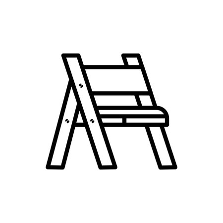 Outdoor wood portable chair line color icon. Isolated vector element.のイラスト素材