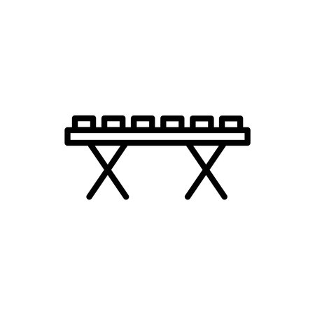 Wooden outdoor table and bench line color icon. Isolated vector element.のイラスト素材