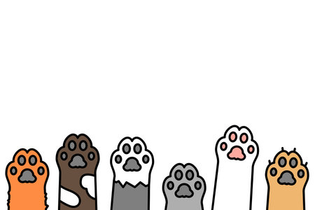 Cat paws olor line icon. Kitten footprint.のイラスト素材