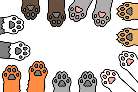 Cat paws olor line icon. Kitten footprintのイラスト素材