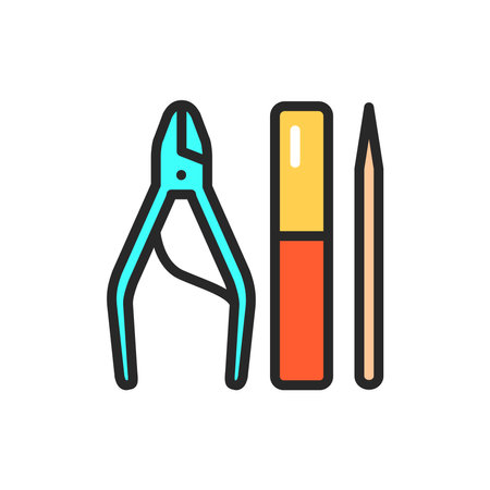 Manicure and pedicure instruments color line icon. Isolated vector element.のイラスト素材