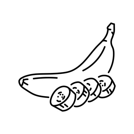 Banana and slices color line icon. Tropical fruit.のイラスト素材
