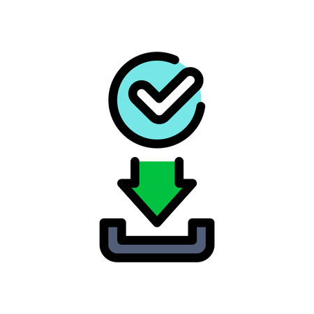 Approved loading color line icon. Verification download concept.のイラスト素材