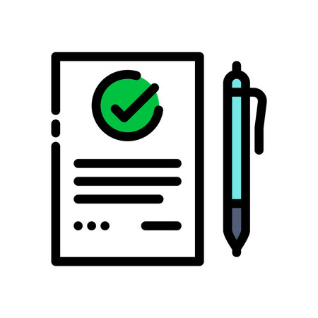 Approved document color line icon. High quality work. Successful check concept. Certified, validation element. Sign for web page, mobile app. Vector isolated object. Editable stroke.のイラスト素材