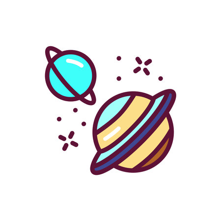 Uranus and Saturn color line icon. Pictogram for web page, mobile app, promo. Editable stroke.のイラスト素材