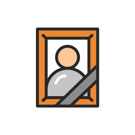 Mourning photo frame color line icon. Isolated vector element. Outline pictogram for web page, mobile app, promoのイラスト素材
