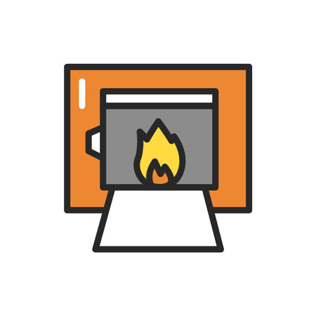 Crematorium color line icon. Isolated vector element. Outline pictogram for web page, mobile app, promoのイラスト素材