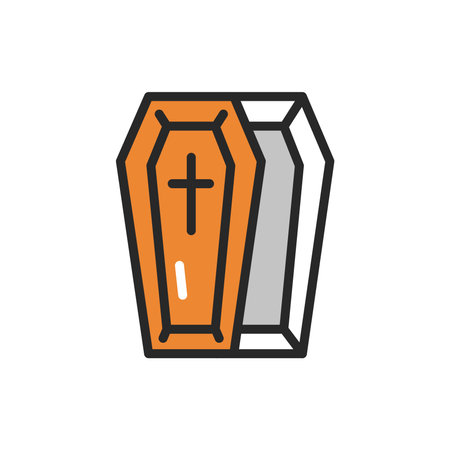 Coffin color line icon. Isolated vector element. Outline pictogram for web page, mobile app, promoのイラスト素材
