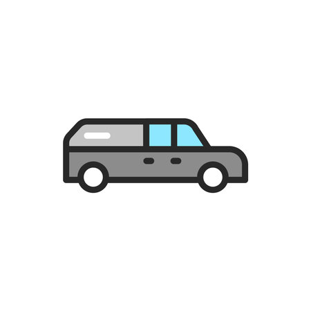 Hearse car color line icon. Isolated vector element. Outline pictogram for web page, mobile app, promoのイラスト素材