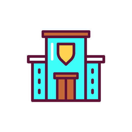 Building police color line icon. Isolated vector element. Outline pictogram for web page, mobile app, promoのイラスト素材