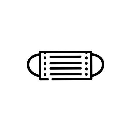 Breathing respiratory mask black line icon. Face safety. Medical elementのイラスト素材