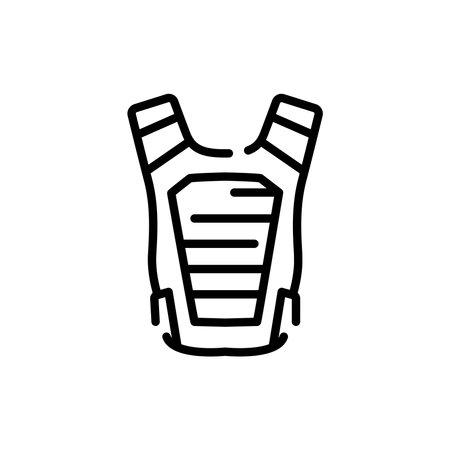 Bulletproof vest black line icon. Military uniform. Safety clothing.のイラスト素材
