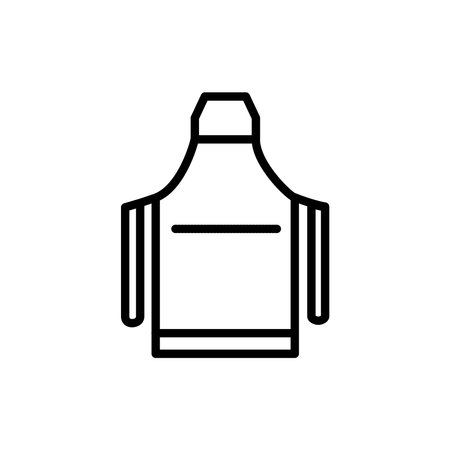 Protection apron black line icon. Work uniform. Safety clothing.のイラスト素材