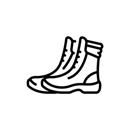 Protective boots black line icon. Safety shoes. Work uniformのイラスト素材