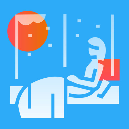 The girl sits by the window in winter black icon. Sign for web page, mobile app, button, logo. Vector isolated button. Editable stroke.のイラスト素材