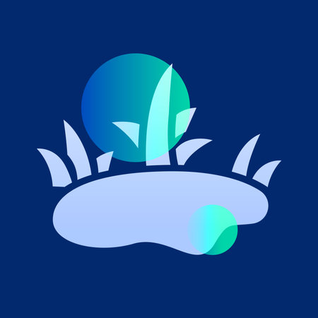 Water lake glassmorphism illustration. Transparency blur elements. Ui layered design.のイラスト素材