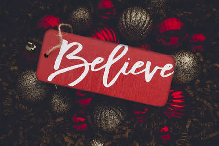 Believe Christmas Holiday Decorations Backgroundの写真素材
