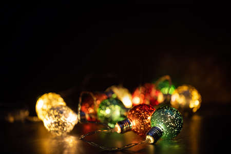 Christmas Lights and Creamy Holiday Bokehの写真素材