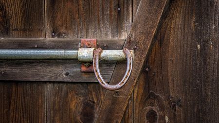 Horseshoe Barn Door Handle, Color Imageの写真素材