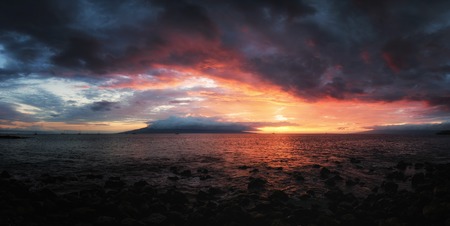 Sunset at Maui, Hawaii, Color Image, USAの写真素材