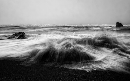 An Angry Ocean, Black and white, long-exposure imageの写真素材