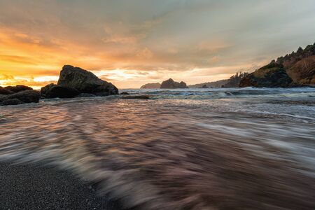 Sunset at a Beautiful Northern California Beachの写真素材