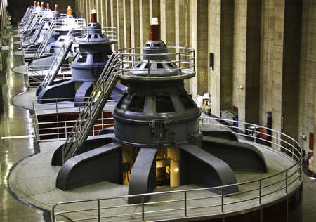 Turbines inside Hoover Dam in Arizonaの写真素材