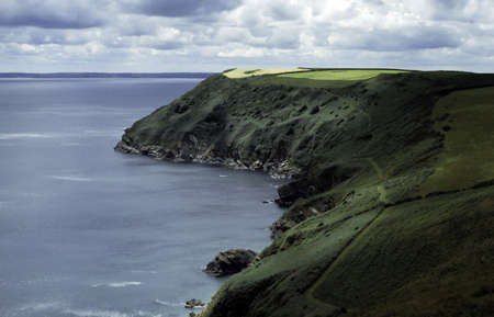 Coastal Path around the headlands on the Cornish Coastline in Englandの写真素材