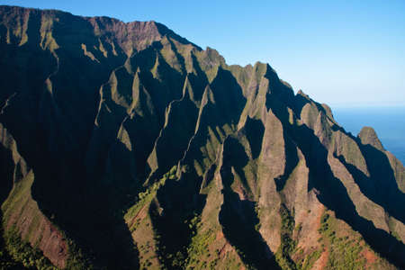 Close up of the rock face on the Na Pali coast on the north of Kauaiの写真素材