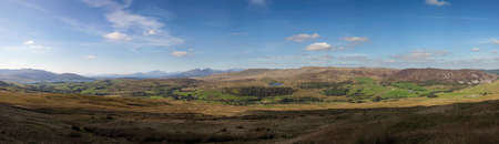 High resolution panorama of the hills and mountains of Snowdonia National Park in North Walesの写真素材