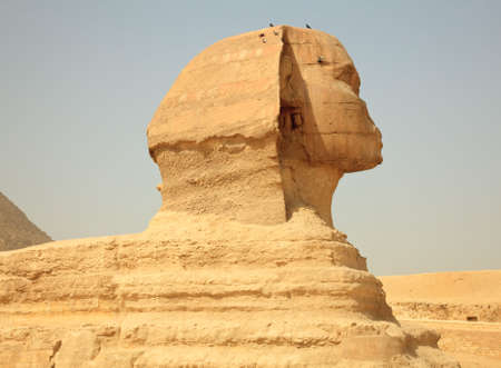 Smoggy view of Sphinx at Giza near Cairo in Egypt