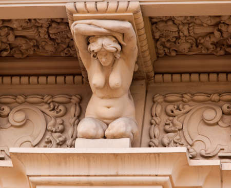 Detail of the carvings on the Casa de Balboa building in Balboa Park in San Diegoの写真素材