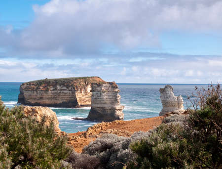 Spectacular scenery along the coastline in the Bay of Island Coastal Park in Australiaの写真素材