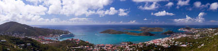 Aerial view of Charlotte Amalie Harbour in St Thomasの写真素材